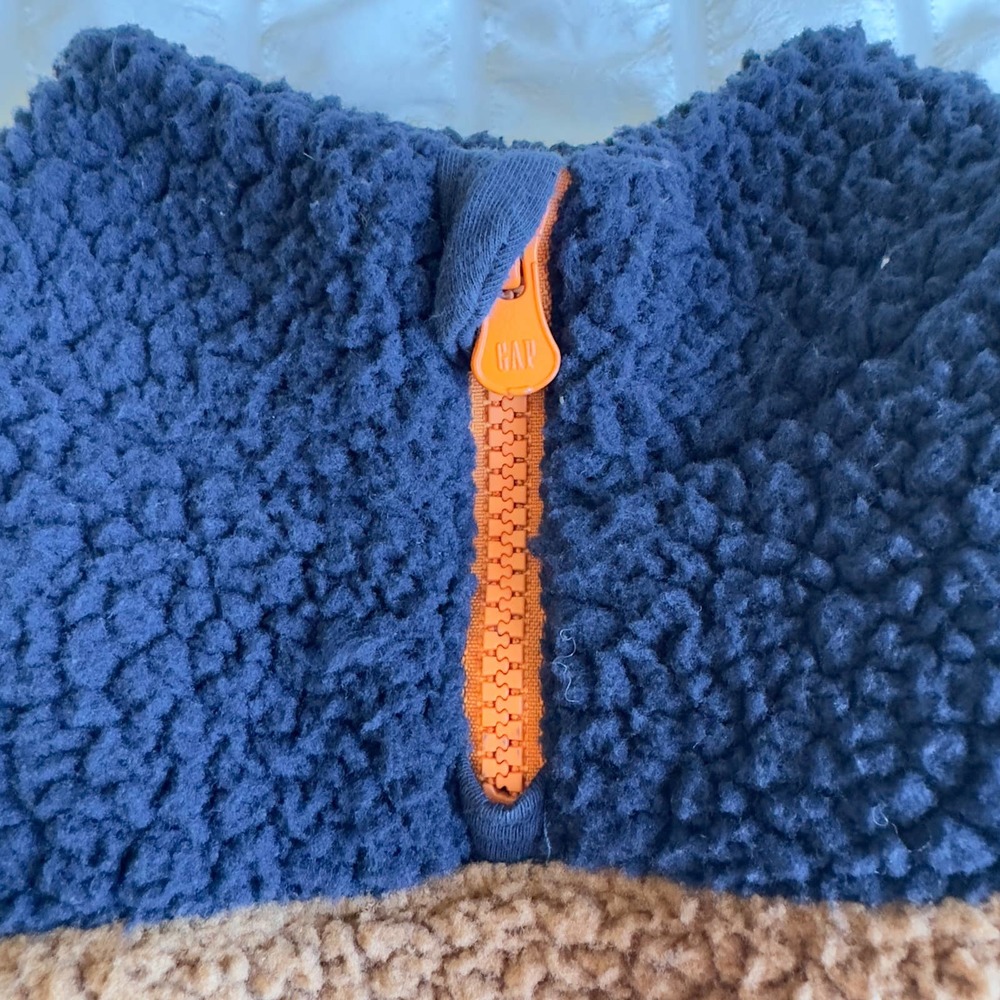 Baby Gap Navy Base Blue Sherpa Quarter-Zip Sweatshirt - Picture 5 of 11